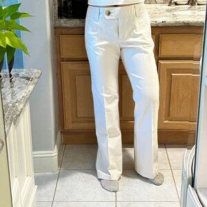 Ann Taylor Women's High Rise Wide Waistband Light Khaki Flare Wide Leg Pants 10